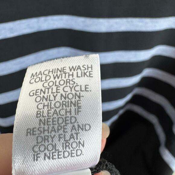 J. Jill Wearever Collection Blue Black Striped Stretchy Knit 3/4 Sleeve Dress XL - Picture 5 of 5